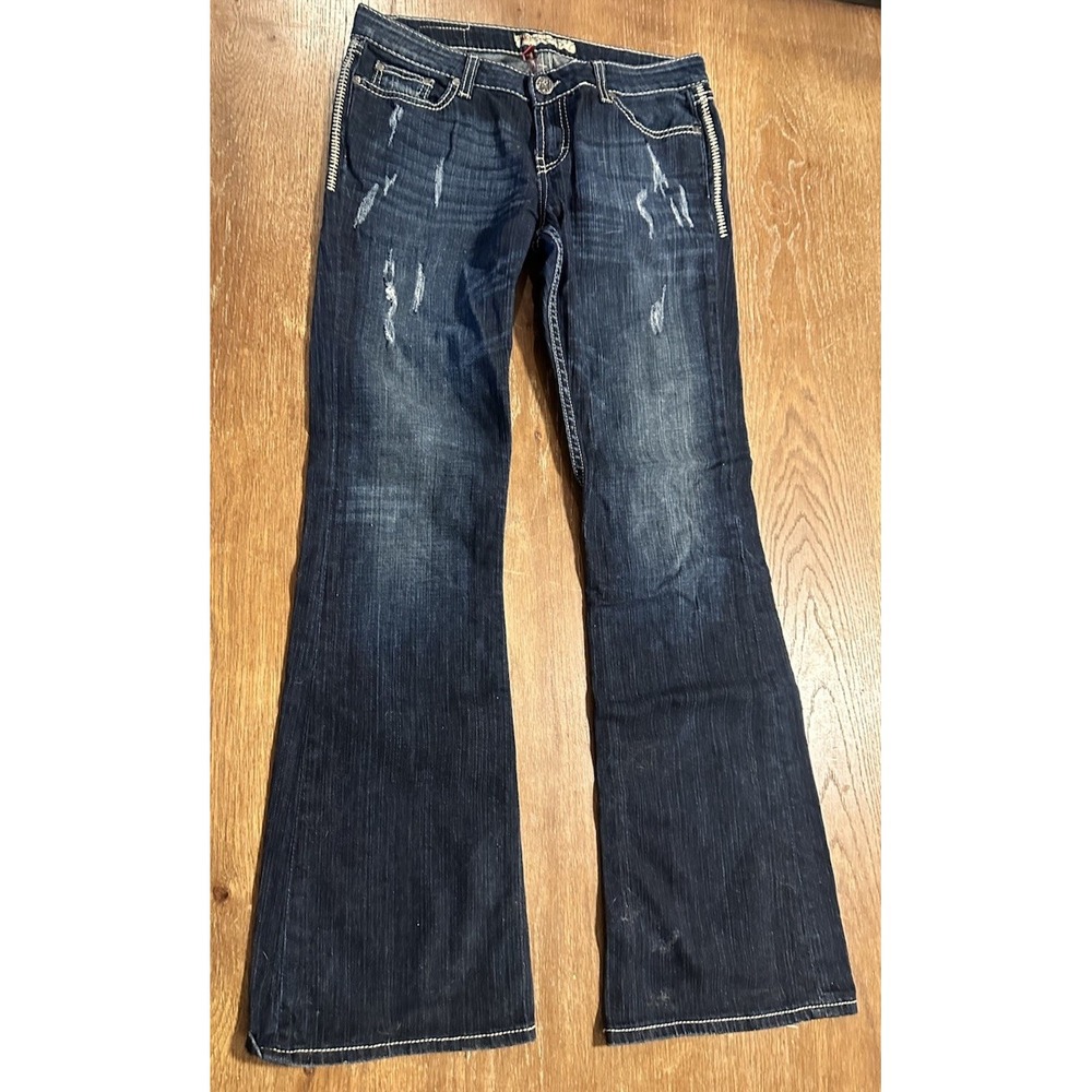 BKE Denim Sabrina Jeans Women's Size 30x33 Long Bootcut Dark Wash Whiskering